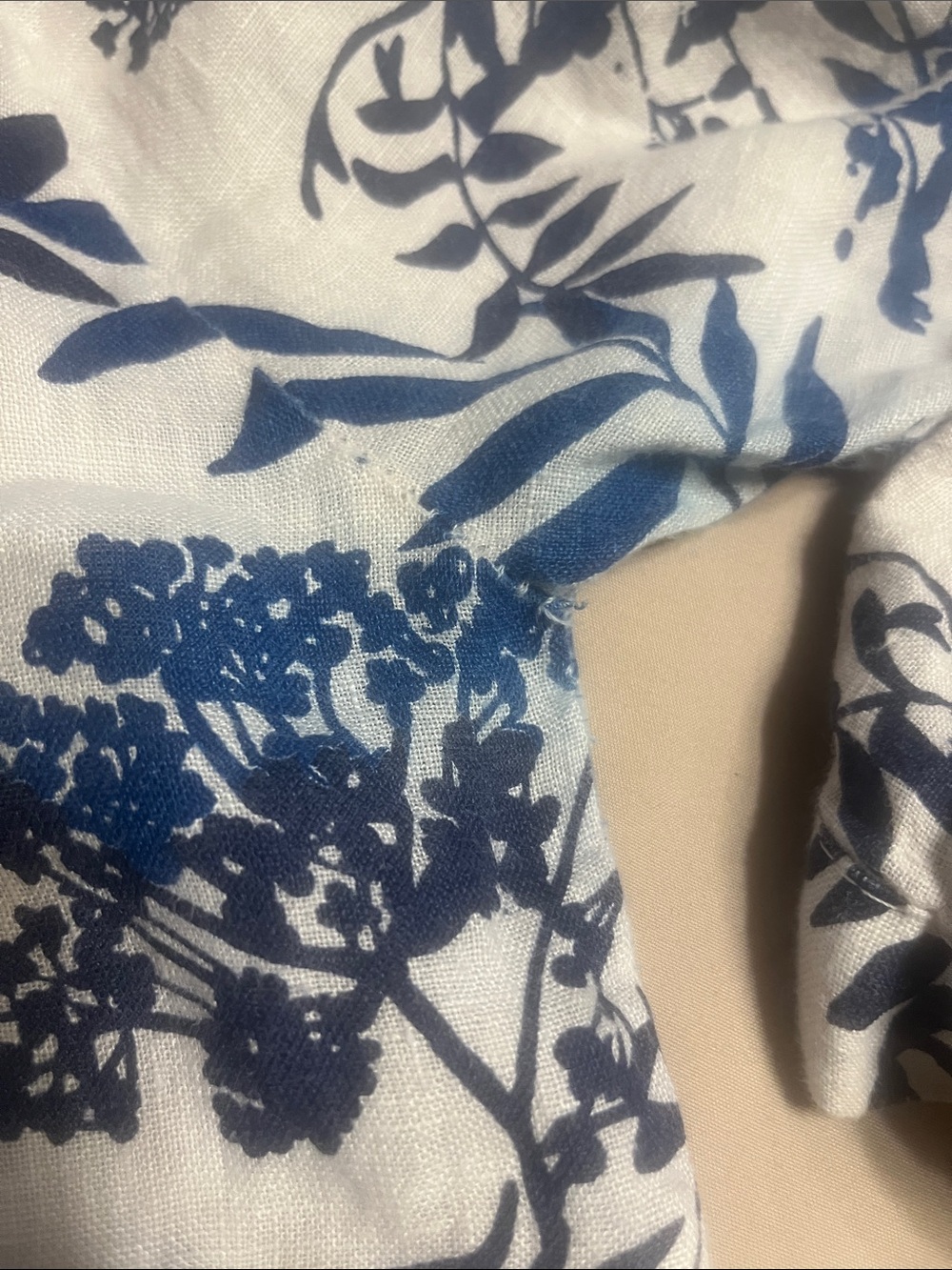 Valentina Naldi Italian Linen Floral Off-Shoulder Tunic Dress - Blue on Cream - Picture 9 of 10